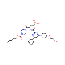 CCCCCOC(=O)N1CCN(C(=O)[C@H](CCC(=O)O)NC(=O)c2nc(-c3ccccc3)cc(N3CCC(OCCOC)CC3)n2)CC1 ZINC000049679500