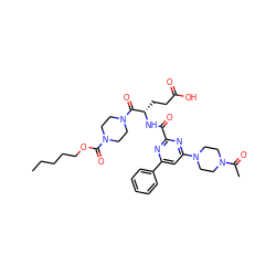 CCCCCOC(=O)N1CCN(C(=O)[C@H](CCC(=O)O)NC(=O)c2nc(-c3ccccc3)cc(N3CCN(C(C)=O)CC3)n2)CC1 ZINC000049679627