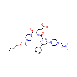 CCCCCOC(=O)N1CCN(C(=O)[C@H](CCC(=O)O)NC(=O)c2nc(-c3ccccc3)cc(N3CCN(CC(=O)N(C)C)CC3)n2)CC1 ZINC000049680235