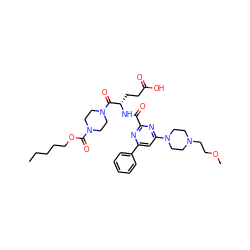 CCCCCOC(=O)N1CCN(C(=O)[C@H](CCC(=O)O)NC(=O)c2nc(-c3ccccc3)cc(N3CCN(CCOC)CC3)n2)CC1 ZINC000049680238