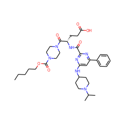 CCCCCOC(=O)N1CCN(C(=O)[C@H](CCC(=O)O)NC(=O)c2nc(NC3CCN(C(C)C)CC3)cc(-c3ccccc3)n2)CC1 ZINC000049679996