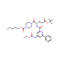 CCCCCOC(=O)N1CCN(C(=O)[C@H](CCC(=O)OC(C)(C)C)NC(=O)c2cc(NC(=O)OCC)cc(-c3ccccc3)n2)CC1 ZINC000049756263