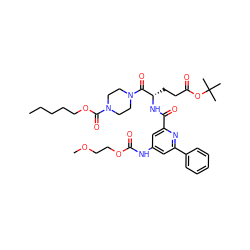 CCCCCOC(=O)N1CCN(C(=O)[C@H](CCC(=O)OC(C)(C)C)NC(=O)c2cc(NC(=O)OCCOC)cc(-c3ccccc3)n2)CC1 ZINC000049710124