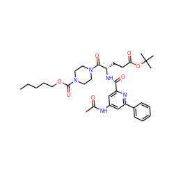 CCCCCOC(=O)N1CCN(C(=O)[C@H](CCC(=O)OC(C)(C)C)NC(=O)c2cc(NC(C)=O)cc(-c3ccccc3)n2)CC1 ZINC000049708800