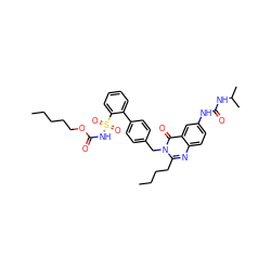 CCCCCOC(=O)NS(=O)(=O)c1ccccc1-c1ccc(Cn2c(CCCC)nc3ccc(NC(=O)NC(C)C)cc3c2=O)cc1 ZINC000027986489