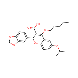 CCCCCOC1=C(C(=O)O)[C@@H](c2ccc3c(c2)OCO3)Oc2ccc(OC(C)C)cc21 ZINC000013473437