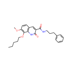 CCCCCOc1c(OC)ccc2cc(C(=O)NCCCc3ccccc3)c(=O)[nH]c12 ZINC000013683952