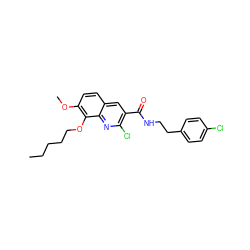 CCCCCOc1c(OC)ccc2cc(C(=O)NCCc3ccc(Cl)cc3)c(Cl)nc12 ZINC000045338490