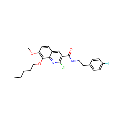 CCCCCOc1c(OC)ccc2cc(C(=O)NCCc3ccc(F)cc3)c(Cl)nc12 ZINC000045374300