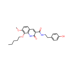 CCCCCOc1c(OC)ccc2cc(C(=O)NCCc3ccc(O)cc3)c(=O)[nH]c12 ZINC000013683958