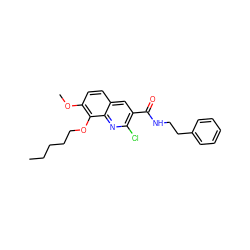 CCCCCOc1c(OC)ccc2cc(C(=O)NCCc3ccccc3)c(Cl)nc12 ZINC000045349218