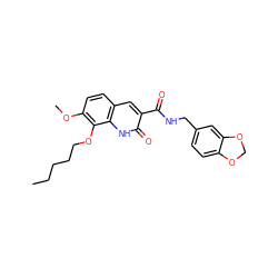 CCCCCOc1c(OC)ccc2cc(C(=O)NCc3ccc4c(c3)OCO4)c(=O)[nH]c12 ZINC000001548888