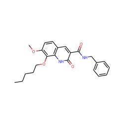 CCCCCOc1c(OC)ccc2cc(C(=O)NCc3ccccc3)c(=O)[nH]c12 ZINC000013683944