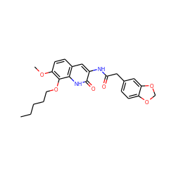 CCCCCOc1c(OC)ccc2cc(NC(=O)Cc3ccc4c(c3)OCO4)c(=O)[nH]c12 ZINC000013683940