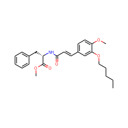 CCCCCOc1cc(/C=C/C(=O)N[C@@H](Cc2ccccc2)C(=O)OC)ccc1OC ZINC000013817266