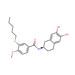 CCCCCOc1cc(C(=O)N[C@@H]2CCc3cc(O)c(O)cc3C2)ccc1OC ZINC000199944858