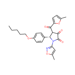 CCCCCOc1ccc([C@@H]2C(C(=O)c3ccc(C)o3)C(=O)C(=O)N2c2cc(C)on2)cc1 ZINC000009411358