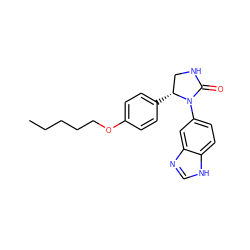 CCCCCOc1ccc([C@@H]2CNC(=O)N2c2ccc3[nH]cnc3c2)cc1 ZINC000116194526