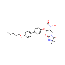 CCCCCOc1ccc(-c2ccc(OC[C@@H](CN3C(=O)NC(C)(C)C3=O)N(O)C=O)cc2)cc1 ZINC000029330379