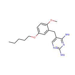 CCCCCOc1ccc(OC)c(Cc2cnc(N)nc2N)c1 ZINC000013471955