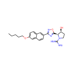 CCCCCOc1ccc2cc(-c3noc([C@H]4[C@@H](O)CCN4C(=N)N)n3)ccc2c1 ZINC001772622133