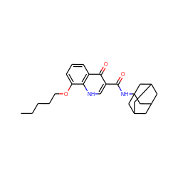 CCCCCOc1cccc2c(=O)c(C(=O)NC34CC5CC(CC(C5)C3)C4)c[nH]c12 ZINC000072107442