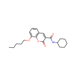 CCCCCOc1cccc2cc(C(=O)NC3CCCCC3)c(=O)oc12 ZINC000211055940