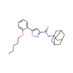 CCCCCOc1ccccc1-c1cc(C(=O)NC23CC4CC(CC(C4)C2)C3)no1 ZINC000096911094