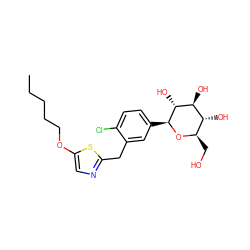 CCCCCOc1cnc(Cc2cc([C@@H]3O[C@H](CO)[C@@H](O)[C@H](O)[C@H]3O)ccc2Cl)s1 ZINC000066074635