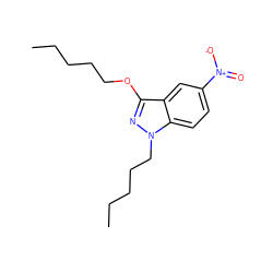 CCCCCOc1nn(CCCCC)c2ccc([N+](=O)[O-])cc12 ZINC000072316605