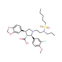 CCCCCS(=O)(=O)N(CCC)CCN1C[C@H](c2ccc3c(c2)OCO3)[C@@H](C(=O)O)[C@@H]1c1ccc(OC)c(F)c1 ZINC000003936863