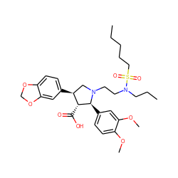 CCCCCS(=O)(=O)N(CCC)CCN1C[C@H](c2ccc3c(c2)OCO3)[C@@H](C(=O)O)[C@@H]1c1ccc(OC)c(OC)c1 ZINC000026974500