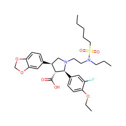 CCCCCS(=O)(=O)N(CCC)CCN1C[C@H](c2ccc3c(c2)OCO3)[C@@H](C(=O)O)[C@@H]1c1ccc(OCC)c(F)c1 ZINC000026960147