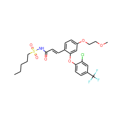 CCCCCS(=O)(=O)NC(=O)/C=C/c1ccc(OCCOC)cc1Oc1ccc(C(F)(F)F)cc1Cl ZINC000084602449