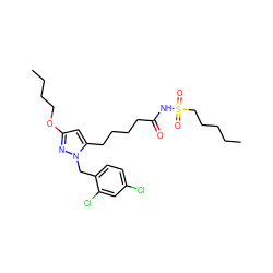 CCCCCS(=O)(=O)NC(=O)CCCCc1cc(OCCCC)nn1Cc1ccc(Cl)cc1Cl ZINC000073225066