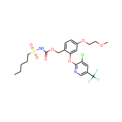 CCCCCS(=O)(=O)NC(=O)OCc1ccc(OCCOC)cc1Oc1ncc(C(F)(F)F)cc1Cl ZINC000084597069