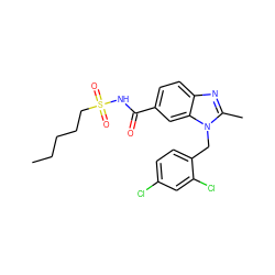 CCCCCS(=O)(=O)NC(=O)c1ccc2nc(C)n(Cc3ccc(Cl)cc3Cl)c2c1 ZINC000003820333