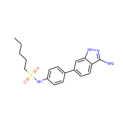 CCCCCS(=O)(=O)Nc1ccc(-c2ccc3c(N)n[nH]c3c2)cc1 ZINC000299822488