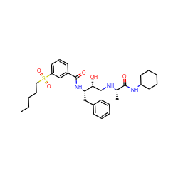 CCCCCS(=O)(=O)c1cccc(C(=O)N[C@@H](Cc2ccccc2)[C@H](O)CN[C@@H](C)C(=O)NC2CCCCC2)c1 ZINC000016052614