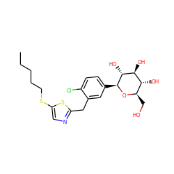 CCCCCSc1cnc(Cc2cc([C@@H]3O[C@H](CO)[C@@H](O)[C@H](O)[C@H]3O)ccc2Cl)s1 ZINC000066078573