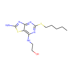 CCCCCSc1nc(NCCO)c2sc(N)nc2n1 ZINC000028569156