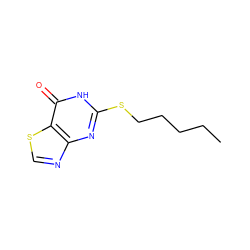 CCCCCSc1nc2ncsc2c(=O)[nH]1 ZINC000028569010