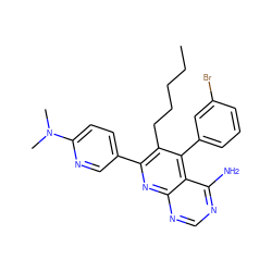 CCCCCc1c(-c2ccc(N(C)C)nc2)nc2ncnc(N)c2c1-c1cccc(Br)c1 ZINC000013529863