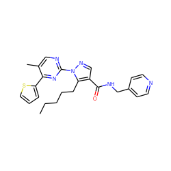 CCCCCc1c(C(=O)NCc2ccncc2)cnn1-c1ncc(C)c(-c2cccs2)n1 ZINC000096273287