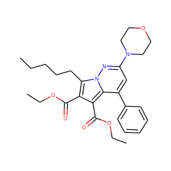 CCCCCc1c(C(=O)OCC)c(C(=O)OCC)c2c(-c3ccccc3)cc(N3CCOCC3)nn12 ZINC000064540795