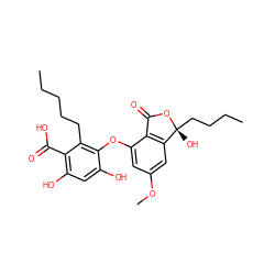 CCCCCc1c(Oc2cc(OC)cc3c2C(=O)O[C@]3(O)CCCC)c(O)cc(O)c1C(=O)O ZINC000199421565