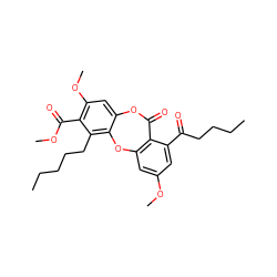 CCCCCc1c2c(cc(OC)c1C(=O)OC)OC(=O)c1c(cc(OC)cc1C(=O)CCCC)O2 ZINC000043120077