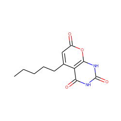 CCCCCc1cc(=O)oc2[nH]c(=O)[nH]c(=O)c12 ZINC000034605605