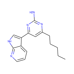 CCCCCc1cc(-c2c[nH]c3ncccc23)nc(N)n1 ZINC000116641289