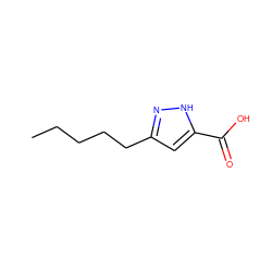 CCCCCc1cc(C(=O)O)[nH]n1 ZINC000028824279